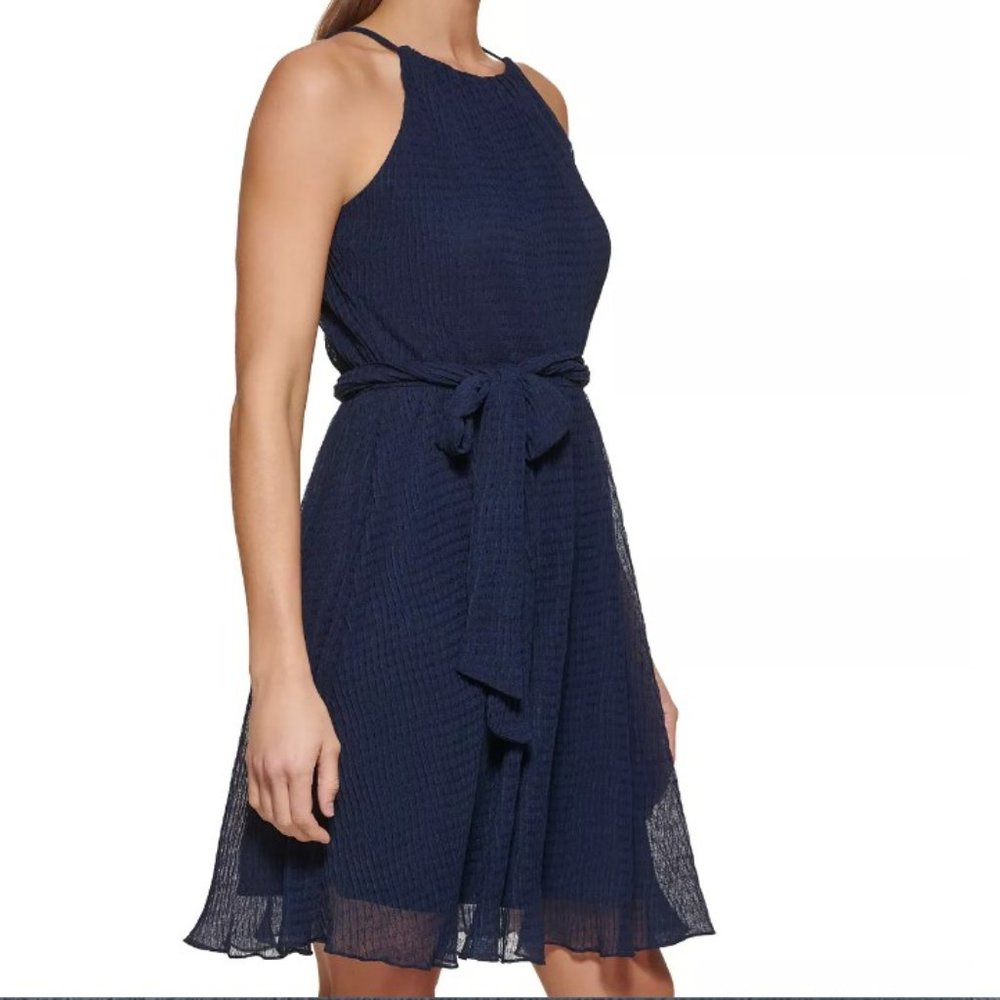 DKNY Navy Blue Petite Halter Mini Dress  8P